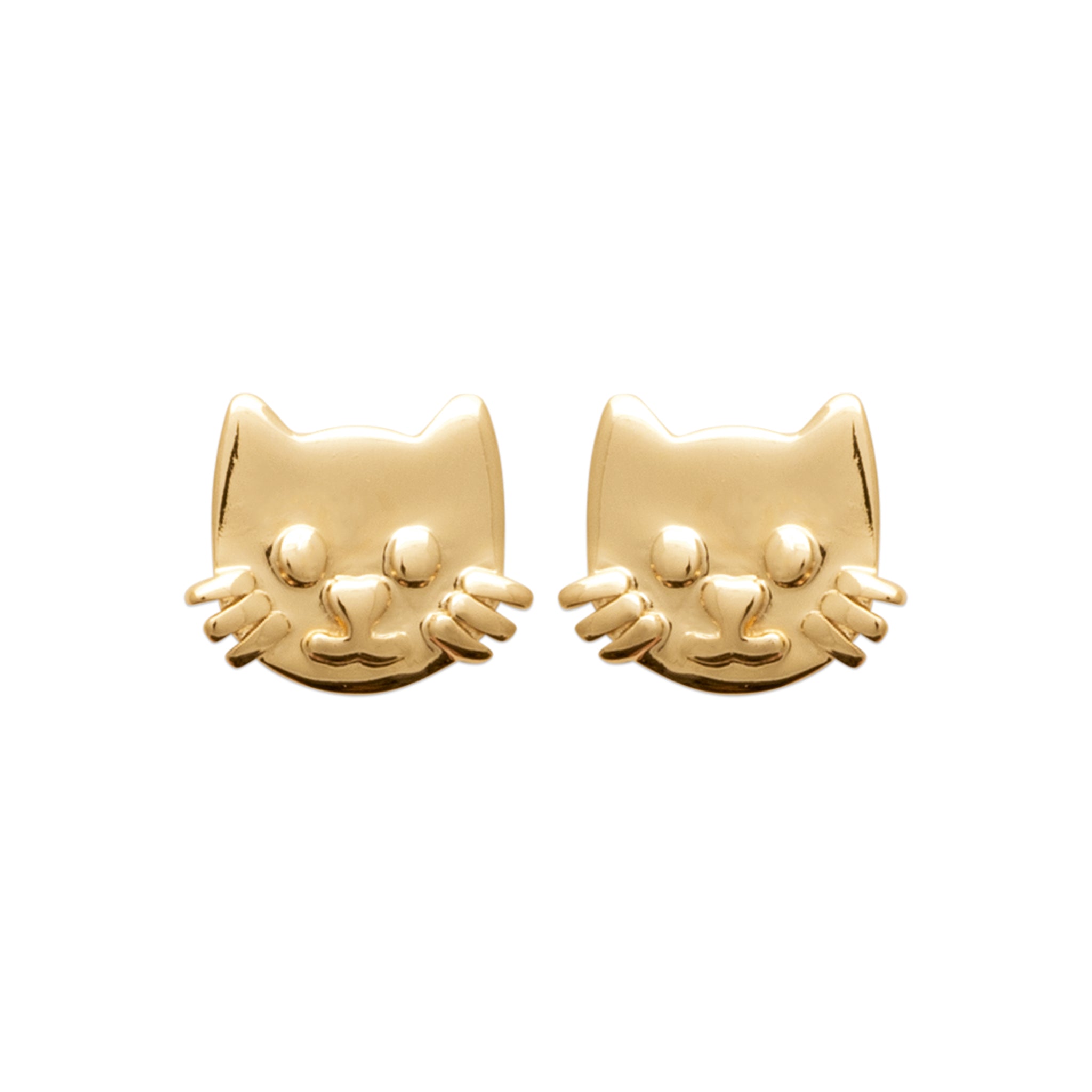 Boucles d’oreilles dorées enfant Chat - Bijou photographié sur fond blanc
