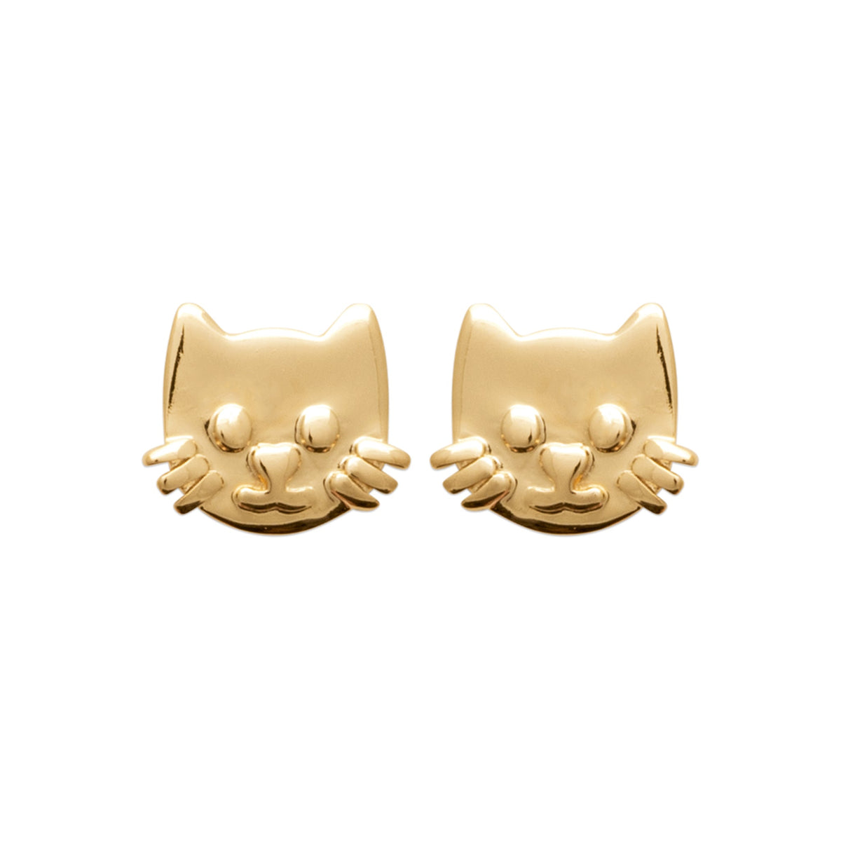 Boucles d’oreilles dorées enfant Chat - Bijou photographié sur fond blanc