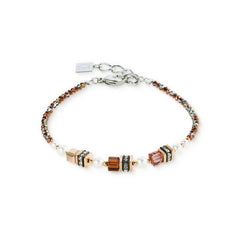 Bracciale Coeur de Lion GeoCUBE® in acciaio silver con cubi neri e cristalli bianchi brillanti - Alfano Gioielli