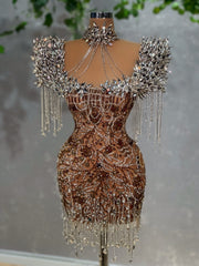 Short silver party dress
