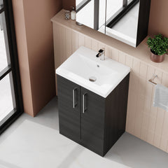 Ryker 500mm Floor Standing 2-Door Vanity & Basin 1 - Charcoal Black