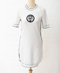 Chanel white knit mini dress with embroidered detail