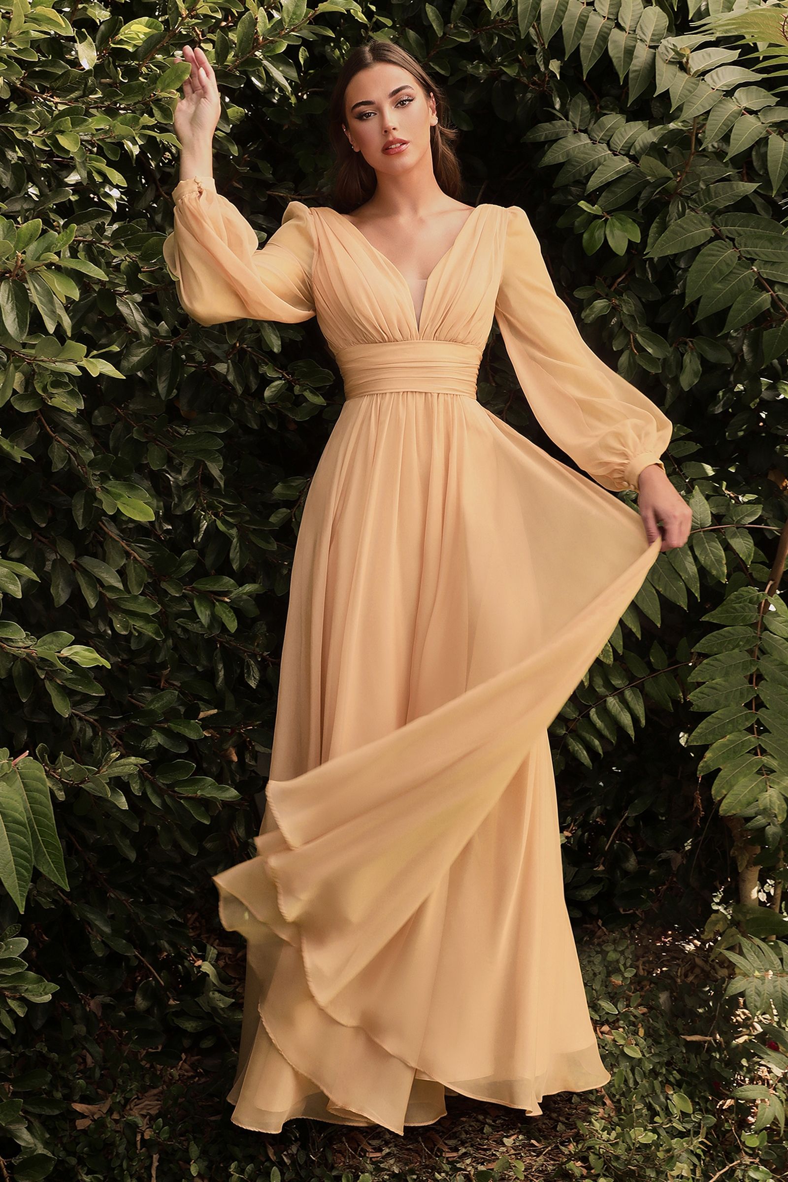 Formal Dresses Long Sleeve Evening Formal Dress Champagne