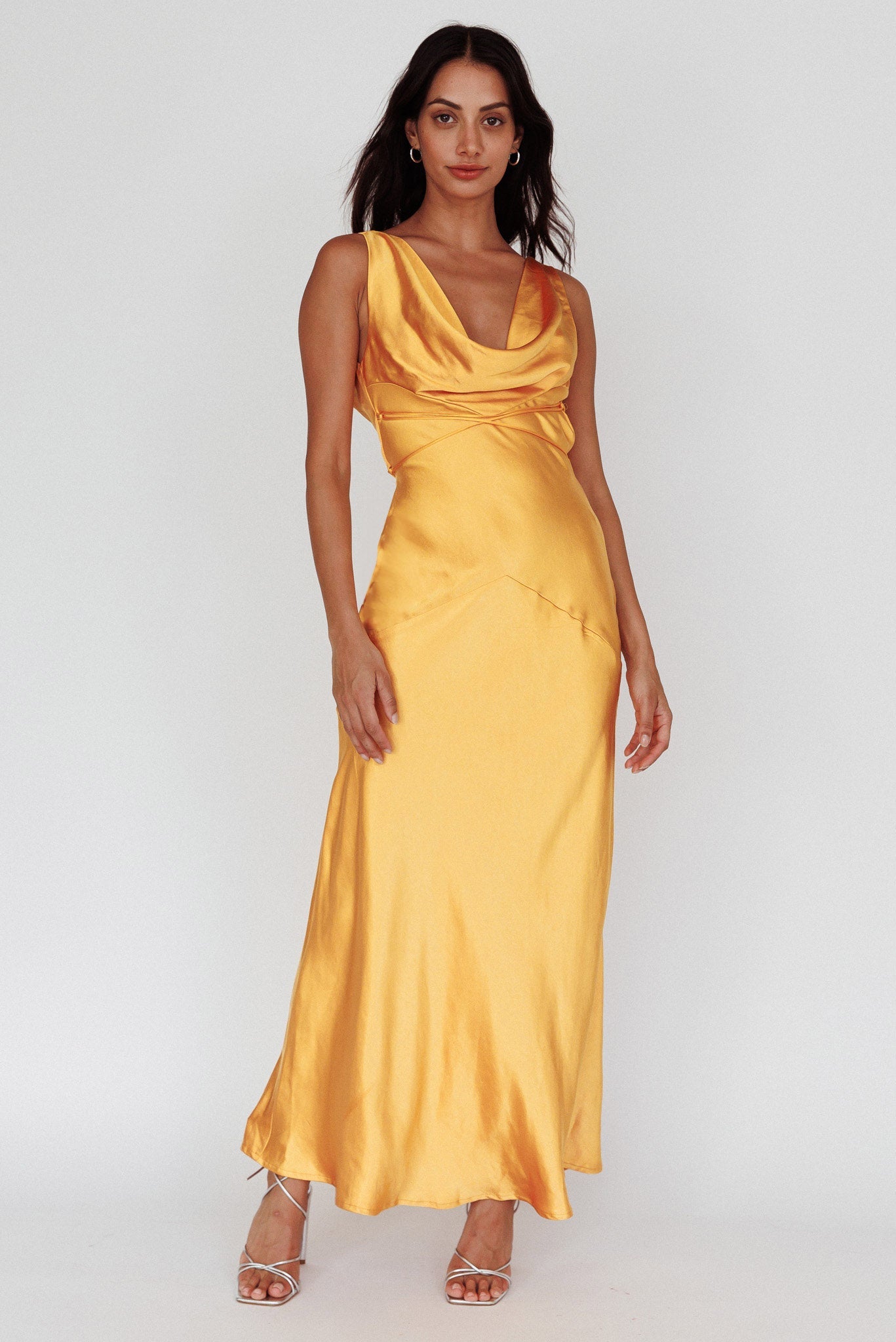 Cassiopeia Open Back String Tie Maxi Dress Mango by Selfie Leslie