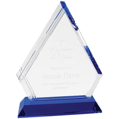 7 3/4" Crystal Diamond on Blue Pedestal Base