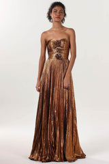A-Line Maxi Metallic Formal Dress CS0656CR - COCOMELODY