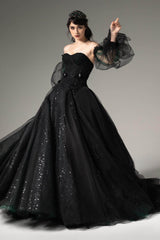 A-Line Chapel Train Tulle Wedding Dress CW2506 - COCOMELODY