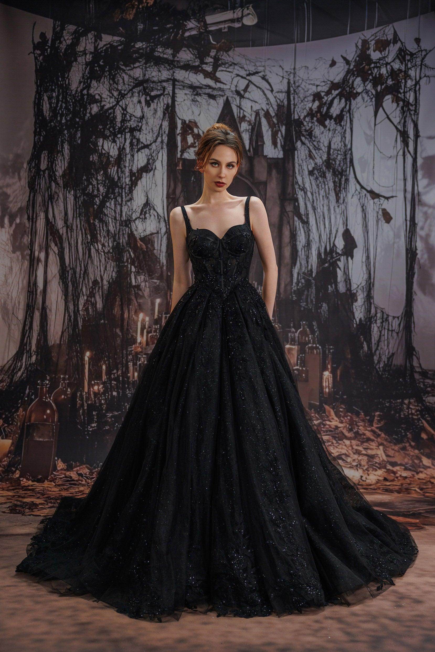 A-Line Court Train Sparkle Tulle Wedding Dress CW3528 - COCOMELODY