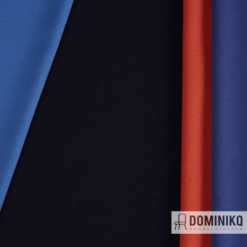 Camira Fabrics Phoenix YP045 Taboo stoffen, minimalistisch geweven in blauw, zwart en rood voor professionele meubeltoepassingen.