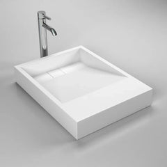 Cantrio Koncepts 24" x 18" Rectangle White Solid Surface Countertop Sink With Concealed Drain