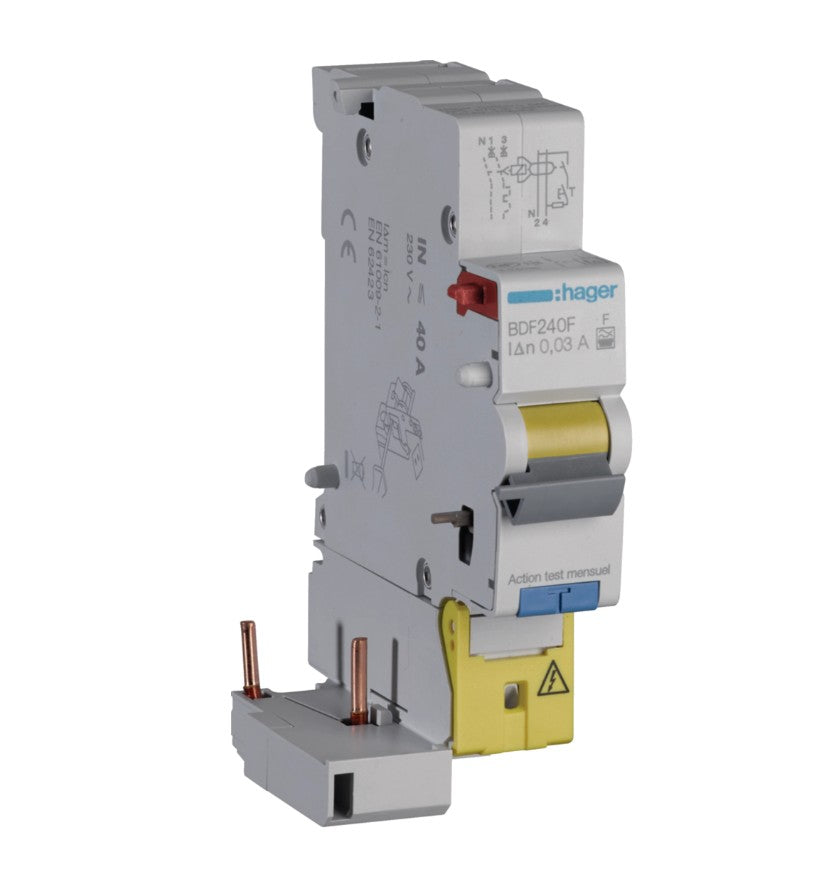 Bloc différentiel 1P+N 40A - 30mA type HPI - Hager BDF240F