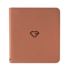 12 Pocket Card Binder Brown front view with logo on a sturdy cover.