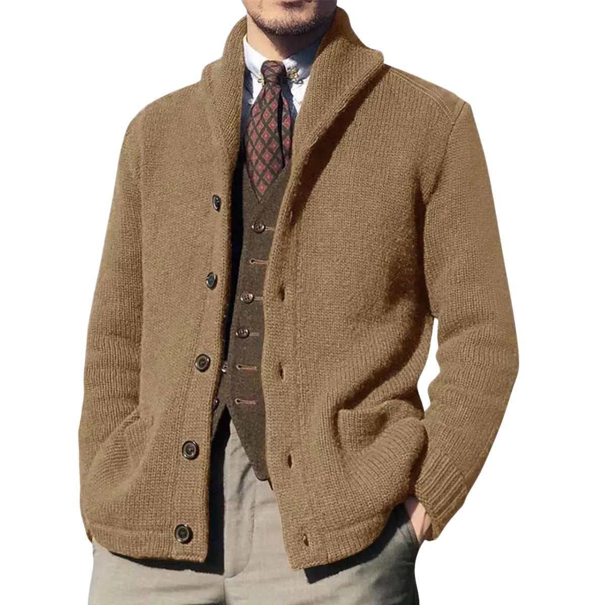 Cardigan Vintage à Col Revers pour Femme 0