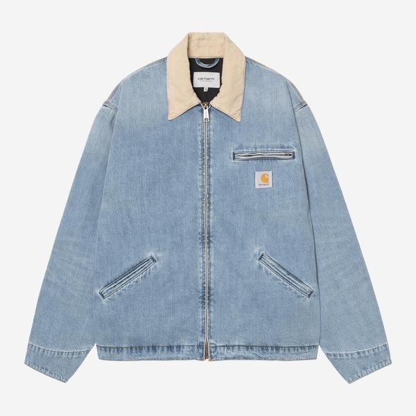 Carhartt WIP OG Detroit Jacket Camano Denim Burst Washed Blue - Dusty Hamilton Brown-Black Sheep Skate Shop