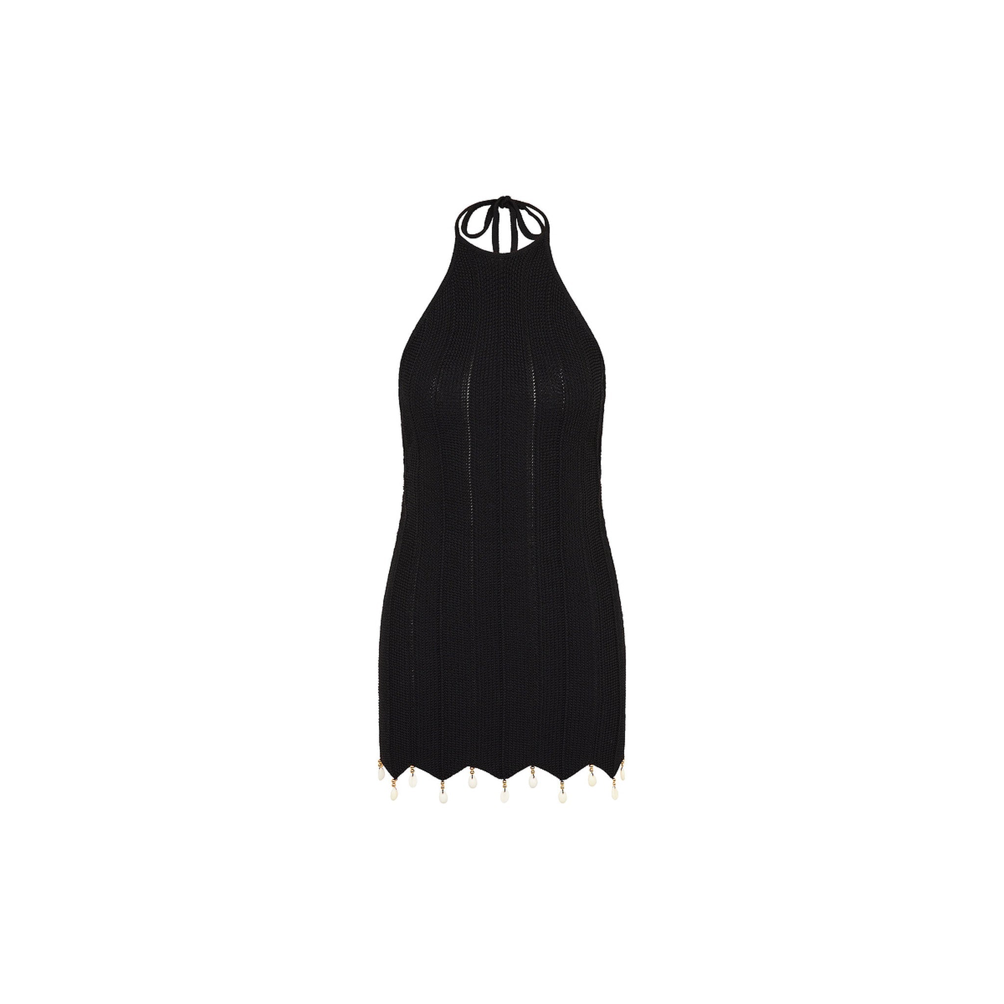 Chevron Knit Halter Mini Dress - Twilight Black