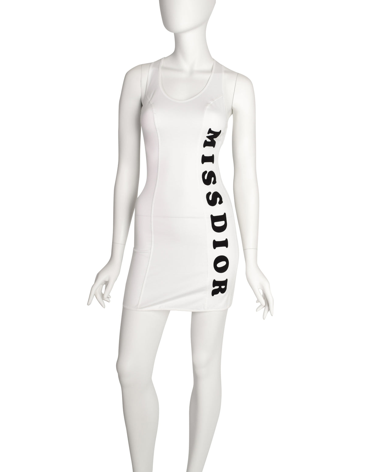 Christian Dior Vintage SS 2001 by John Galliano MISS DIOR White Cotton Mesh Bodycon Micro Mini Dress