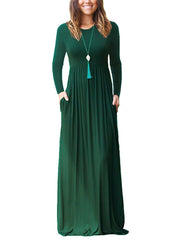 Colisha Women Fall Winter Maxi Dress Casual Loose Pockets Long Dress Long Sleeve Beach Solid Maxi Dress Evening Party Wrap Long Dress Loungewear