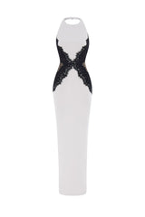 Crepe and lace maxi dress – Rasario
