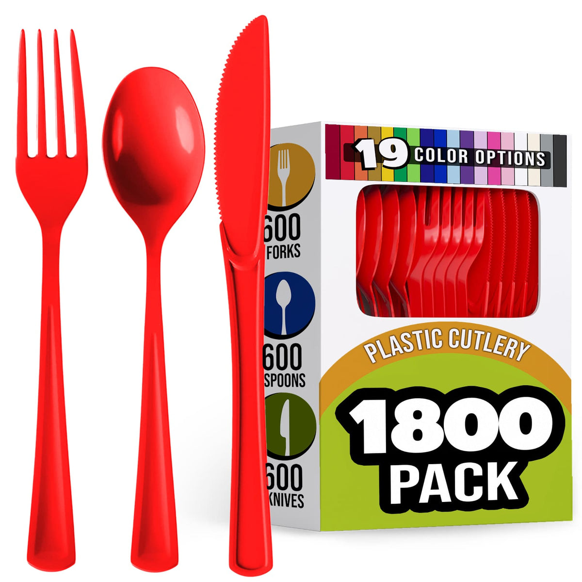 Red Cutlery Combo Set | 600 Forks 600 Spoons And 600 Knives - 7.5 in.