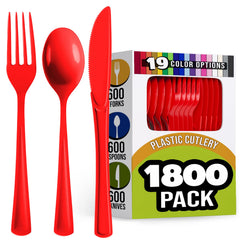 Red Cutlery Combo Set | 600 Forks 600 Spoons And 600 Knives - 7.5 in.