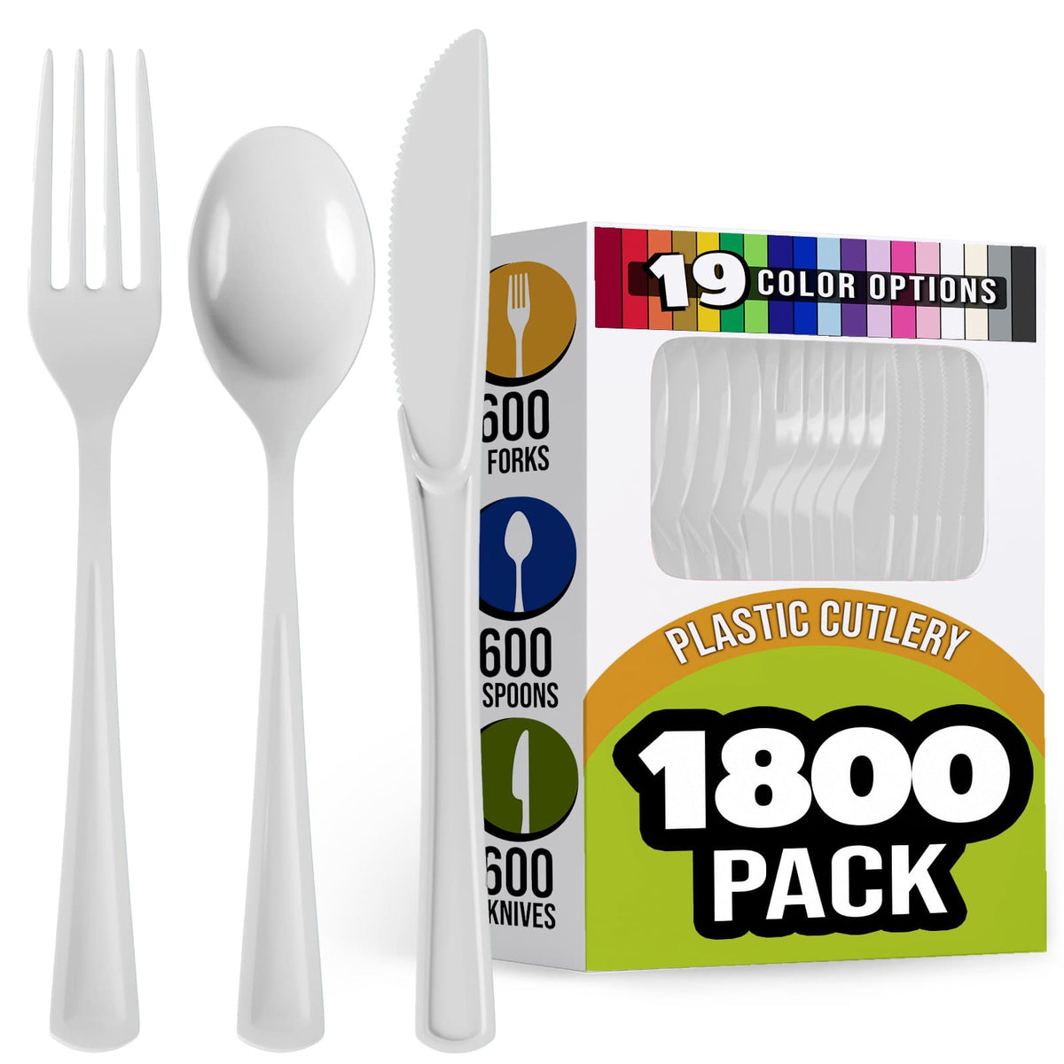 White Cutlery Combo Set | 600 Forks 600 Spoons And 600 Knives - 7.5 in.