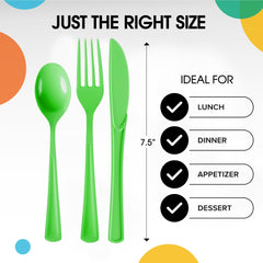 Lime Green Cutlery Combo Set | 600 Forks 600 Spoons And 600 Knives - 7.5 in.