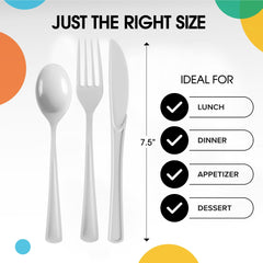 White Cutlery Combo Set | 600 Forks 600 Spoons And 600 Knives - 7.5 in.