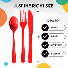 Red Cutlery Combo Set | 600 Forks 600 Spoons And 600 Knives - 7.5 in.