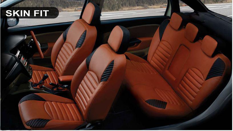 KVD Superior Leather Luxury Car Seat Cover FOR TOYOTA Innova Crysta 7 SEATER TAN + BLACK (WITH 5 YEARS WARRANTY) - D029/90