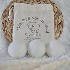 Dryer Balls -100 % pure wool Set of 3 & Cotton Storage Bag