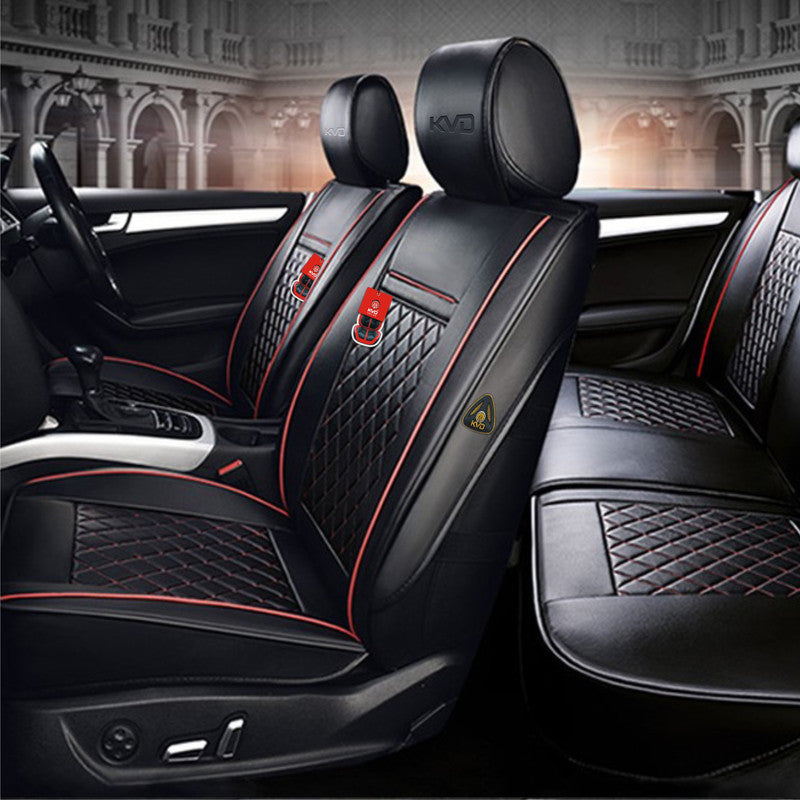 KVD Superior Leather Luxury Car Seat Cover FOR TOYOTA Innova Crysta 8 SEATER BLACK + RED (WITH 5 YEARS WARRANTY) - DZ001/91