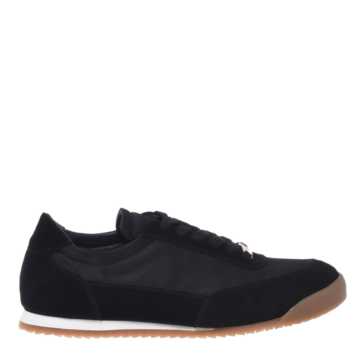 Sneaker en daim et satin noirs