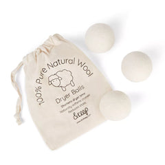 Dryer Balls -100 % pure wool Set of 3 & Cotton Storage Bag