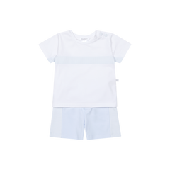 SS26 Deolinda Pale Blue & White Striped Shorts Set