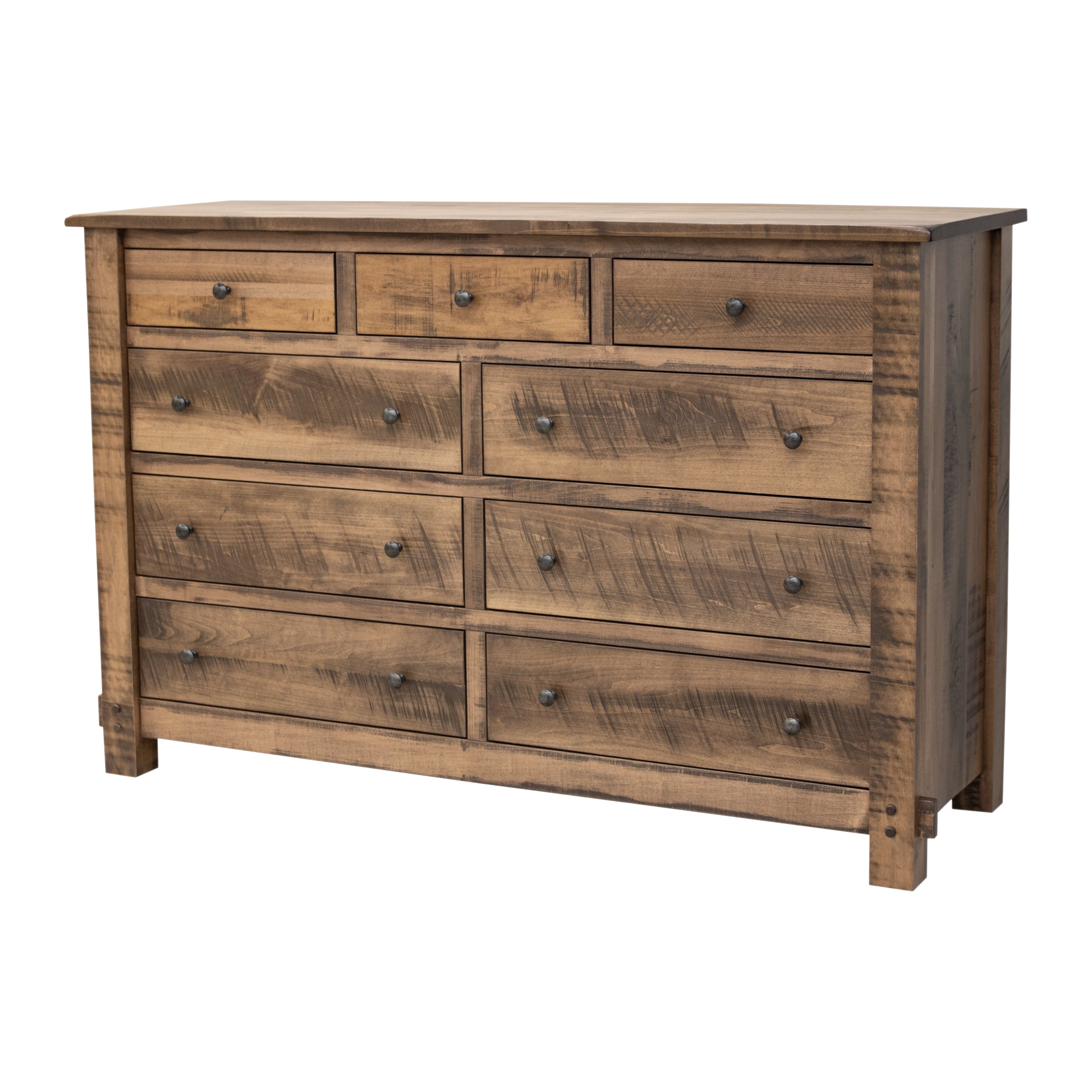 DCF Roughsawn Maple Wood 9-Drawer Tall Dresser | CO