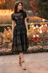 Cocktail Dresses Midi Lace Formal Black Cocktail Dress  Black