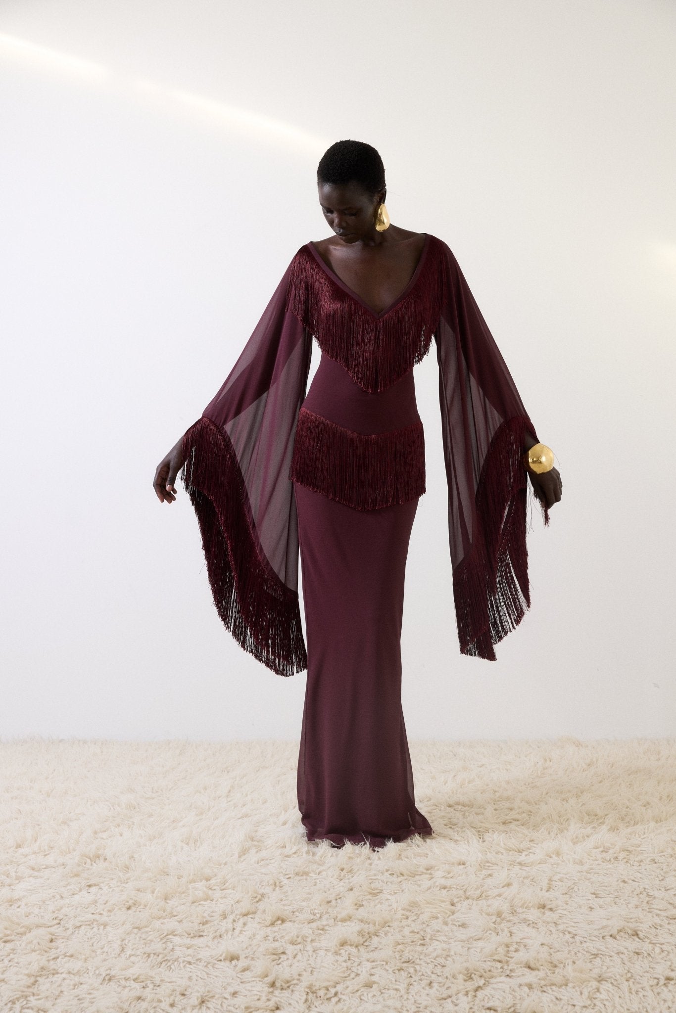 CRISTAL MAXI DRESS IN EARTH CHIFFON - De La Vali