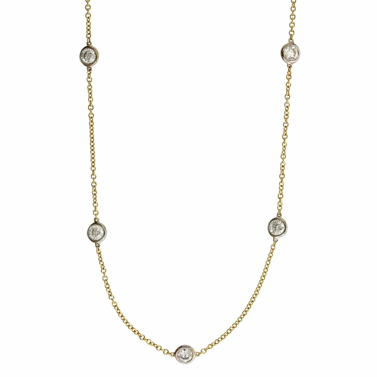 18K Yellow & White Gold 11 Stone Diamond Necklace