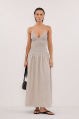 LILITH SLEEVELESS CHECK COTTON MIDI DRESS