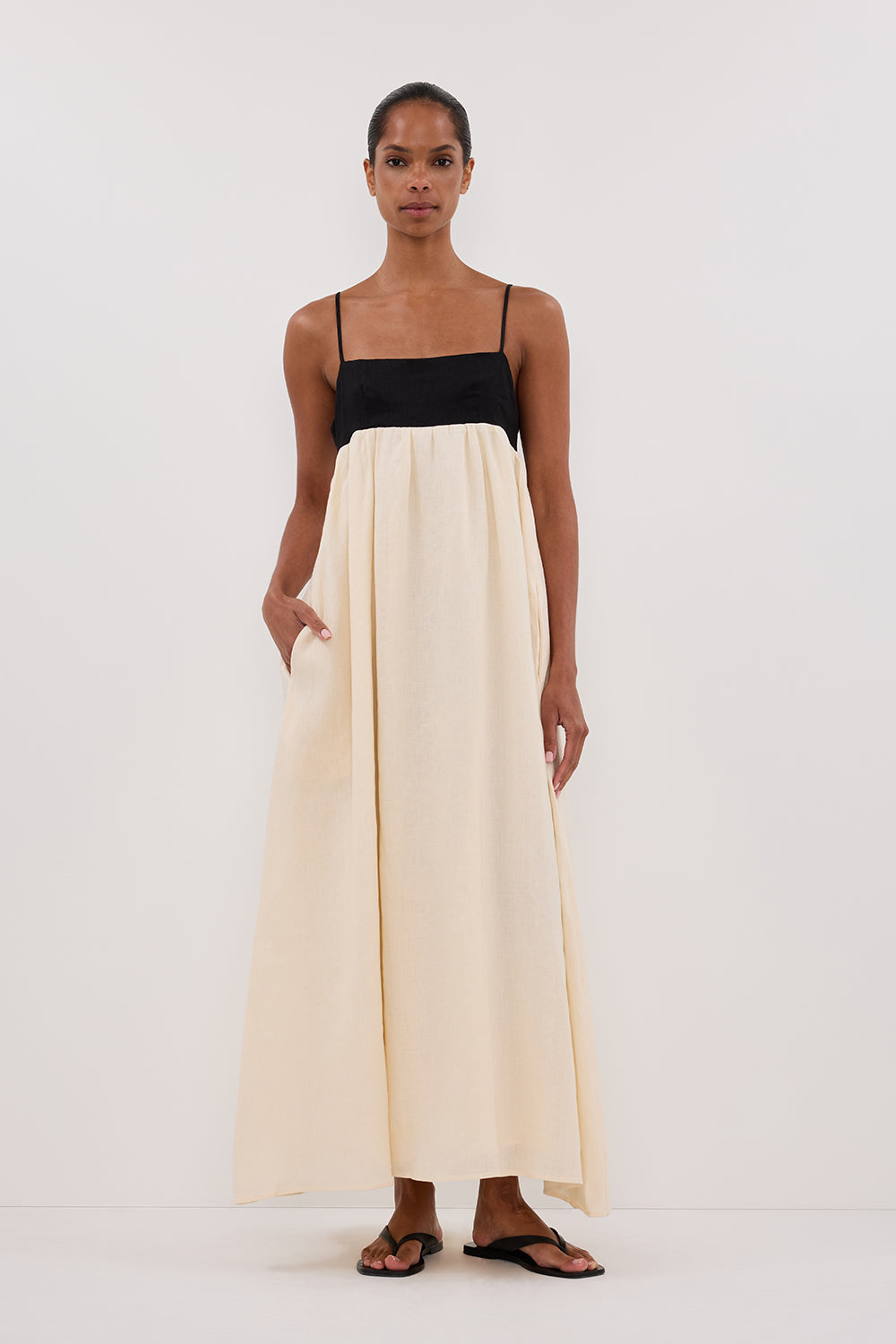 ELENA BUTTERMILK LINEN MAXI DRESS