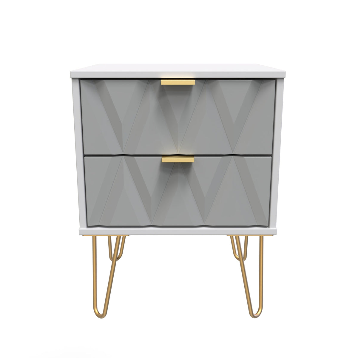 Glitz Ready Assembled Bedside Table with 2 Drawers  - Shadow Matt & Grey