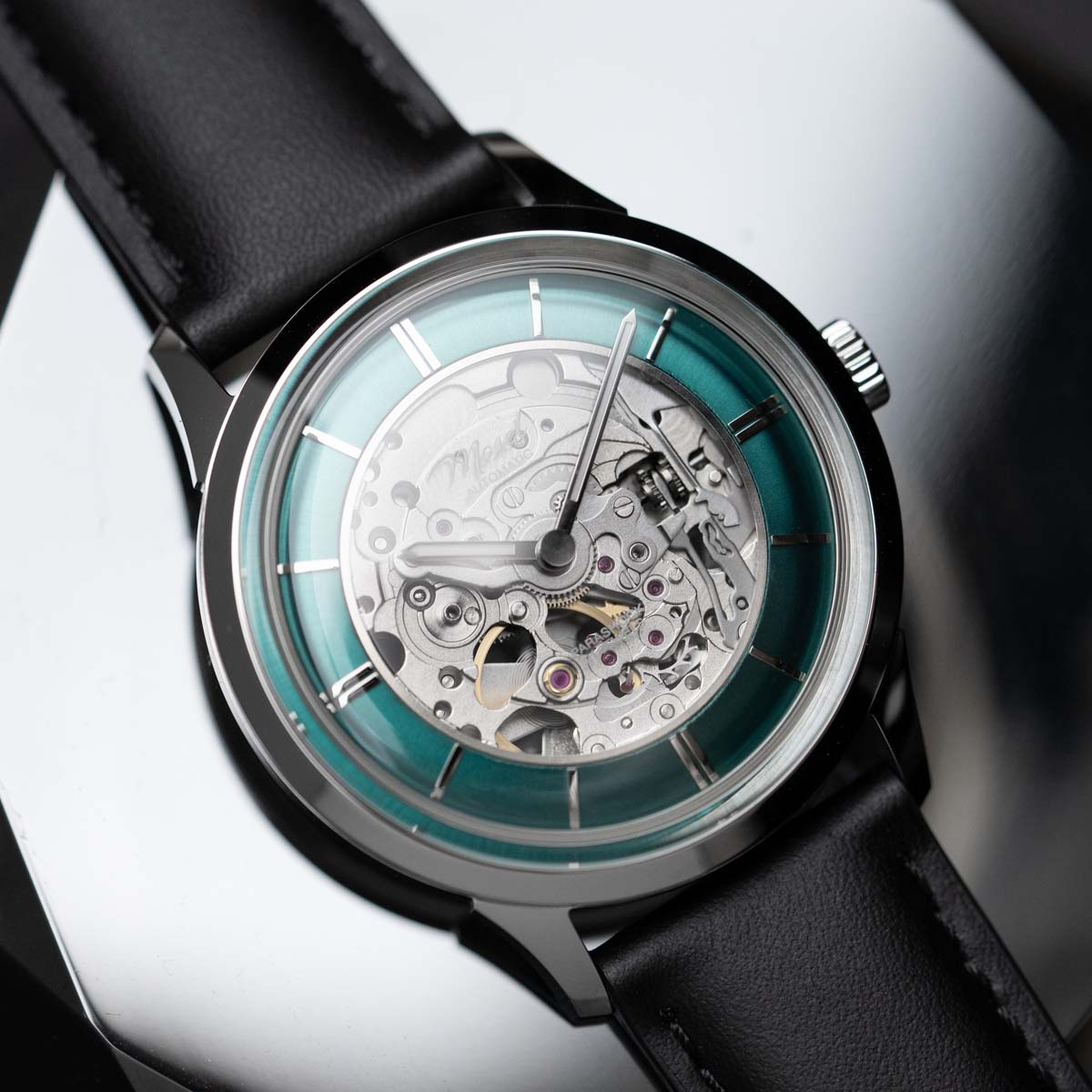 DIY Watchmaking Kit | 38.5mm Mosel (2025) series - Emerald Green Skeleton Crystal Dial dress watch w/ Miyota 82S0