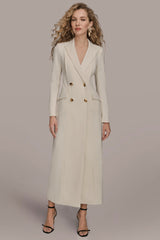 LONG SLEEVE DOUBLE-BREASTED MAXI COAT DRESS