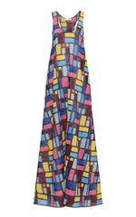 Aurora Multi Linen Niki Patchwork Embroidered Maxi Dress - Front View | Gabriela Hearst