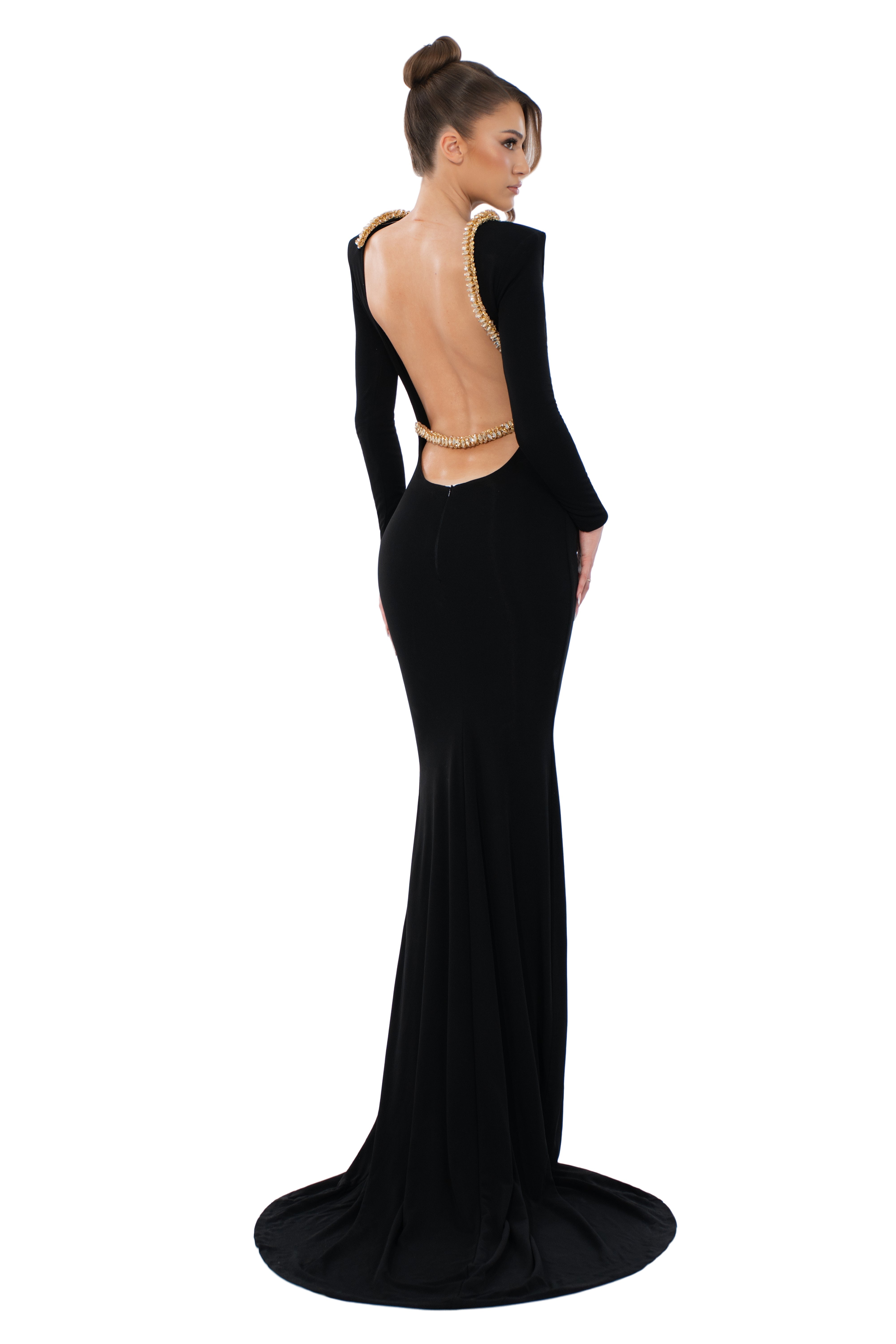 Embellished Open-Back Gown