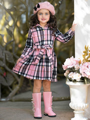 Pink Plaid Long Sleeve Shirt Dress Mia Belle Girls