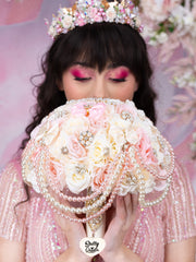 Champagne Pink quinceanera bouquet 13 inches