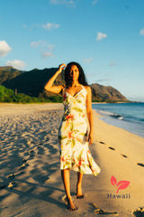 Womens Hawaiian Mid-Length Dress - Sonic Beige