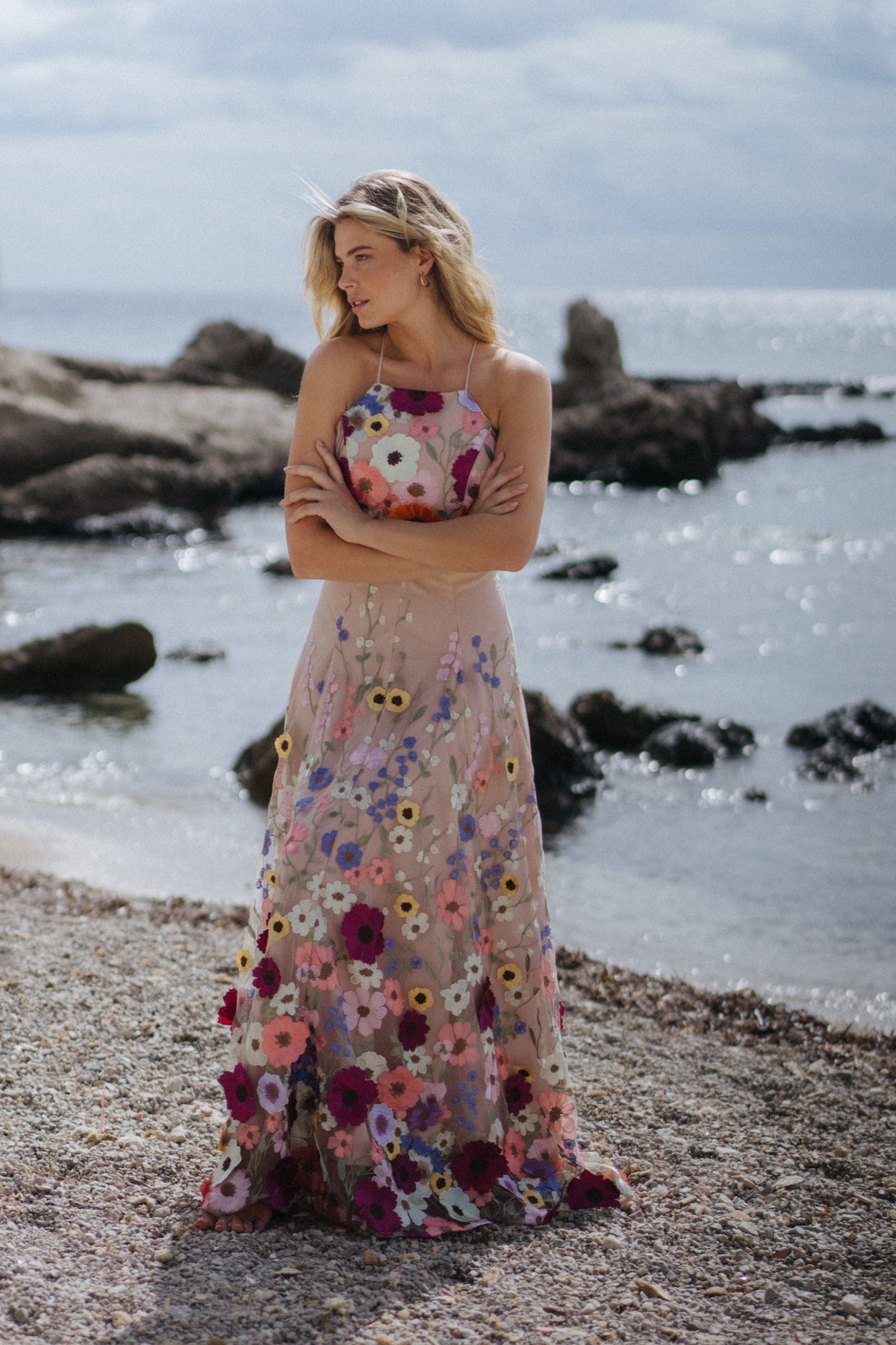 Alexandra beige med blomster