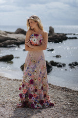Alexandra beige med blomster